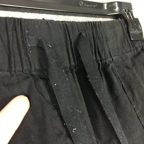 Babaton Pants XXS Linen Black Straight Crop Mid Rise Casual Drawcord Artizia - Picture 5 of 14